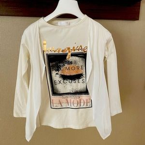 BYBLOS GIRLS GRAPHIC LONG SLEEVE TOP SZ 8